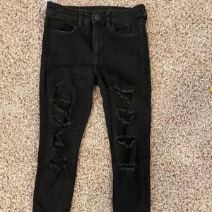 Black, Ripped AE skinny jeans